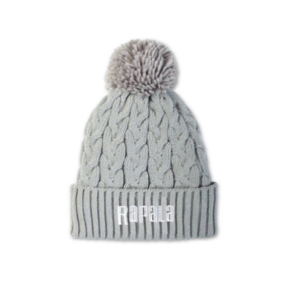 Rapala Fishing Women's Light Gray Cable Knit Beanie with Pom-Pom
